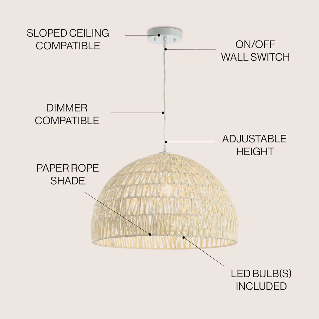 20" Woven Rattan LED Pendant Light - Image 4