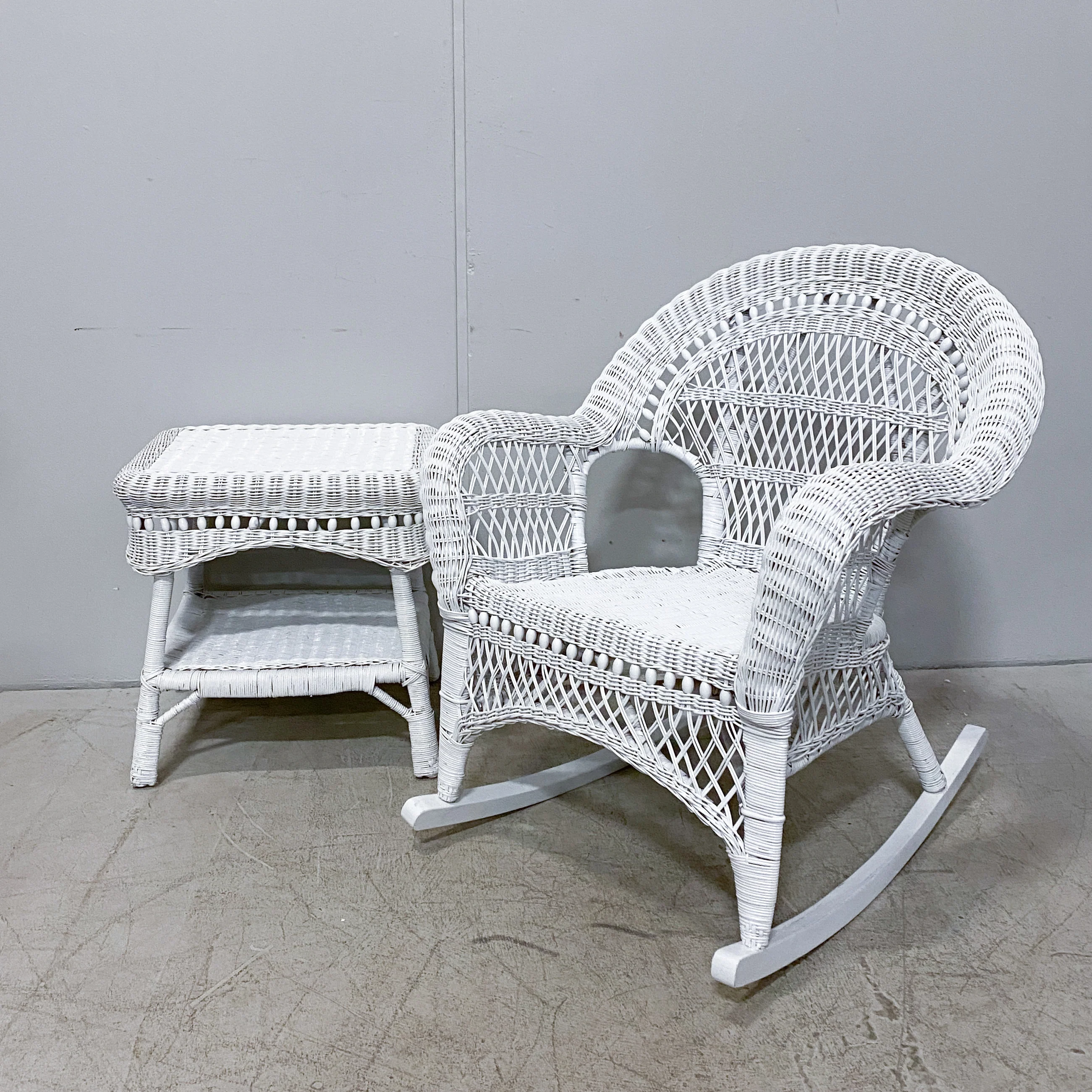 White Wicker Chair Set - Image 3